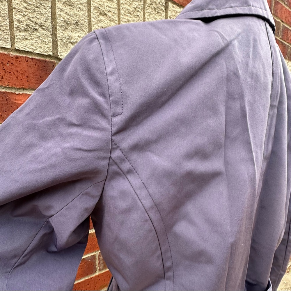 London Fog Women Lavender Trench Coat Lightweight Minimalist Belted Classic Chic - Picture 13 of 16